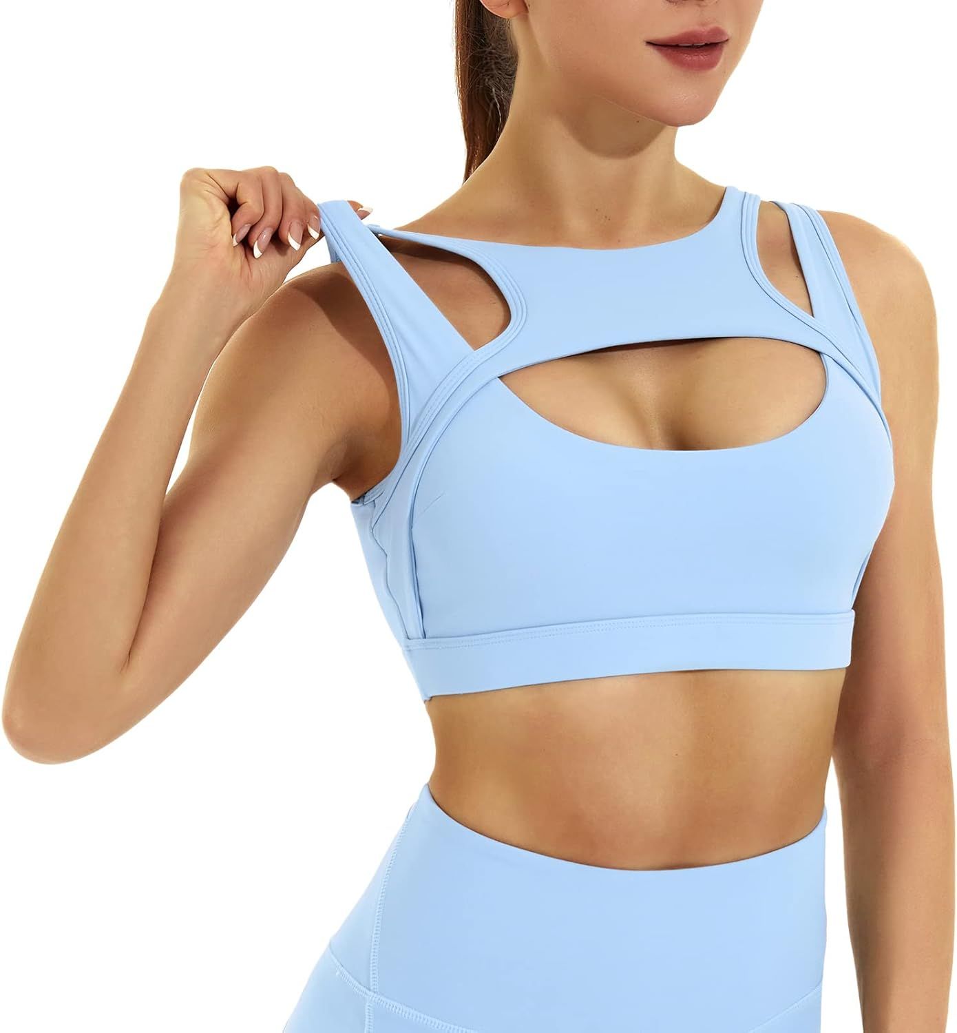 Jkboo Sports Bra for Women, Sexy Cutout Crop Workout Top with Removable Padded Cups Training Yoga... | Amazon (US)