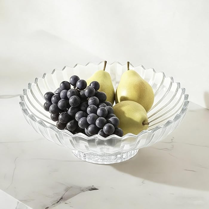SEICASAYA 12 Inches (31 cm) Decorative Glass Fruit Bowl Scalloped Edge Pedestal Bowl for Fruit Br... | Amazon (CA)