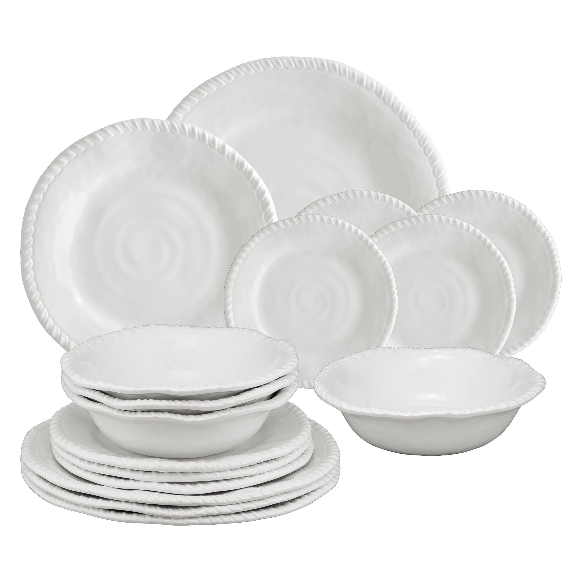 UPware 16-Piece Melamine Dinnerware Set, Includes Dinner Plates, Salad Plates, Bowls, Service for... | Amazon (US)