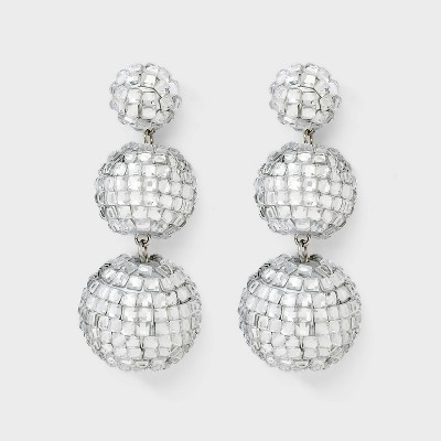New Years Disco Ball Drop Earrings - Silver | Target