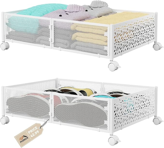 Under Bed Storage, Under the Bed Storage Containers with Wheels, Under Bed Shoe Storage Organizer... | Amazon (US)