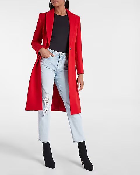 Wool-blend Single Button Coat | Express