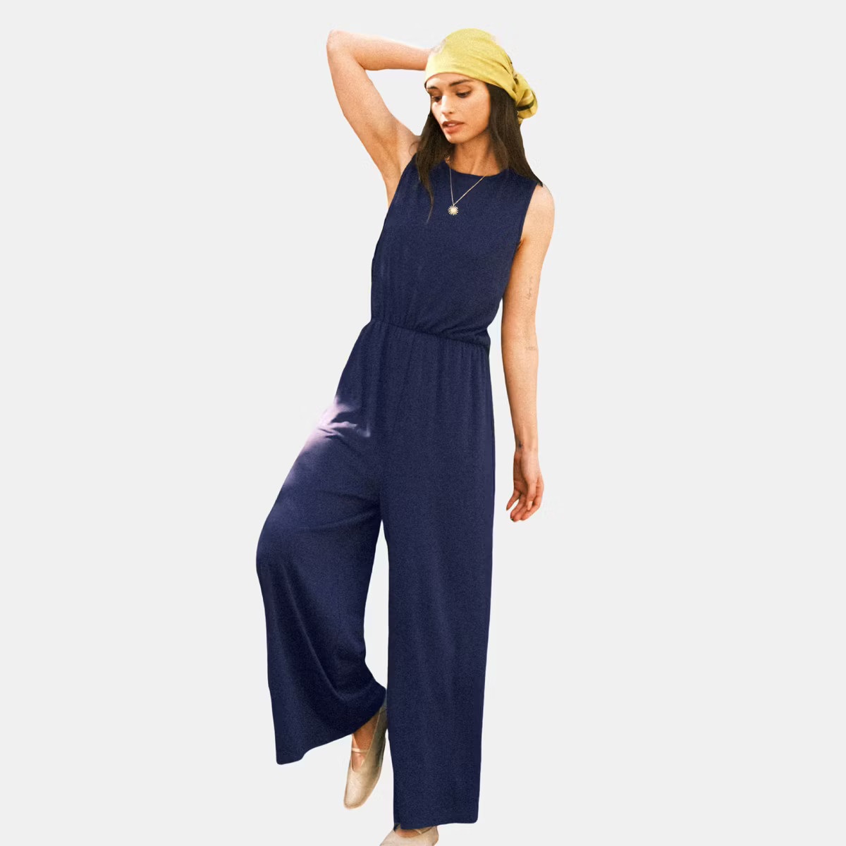 Women's Navy Round Neck Sleeveless Straight Leg Jumpsuit - Cupshe | Target