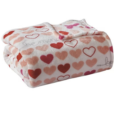Kate Aurora Valentine's Day "Be Mine" Hearts Ultra Soft & Plush Accent Throw Blanket - 50 In W X 60 In. L | Target