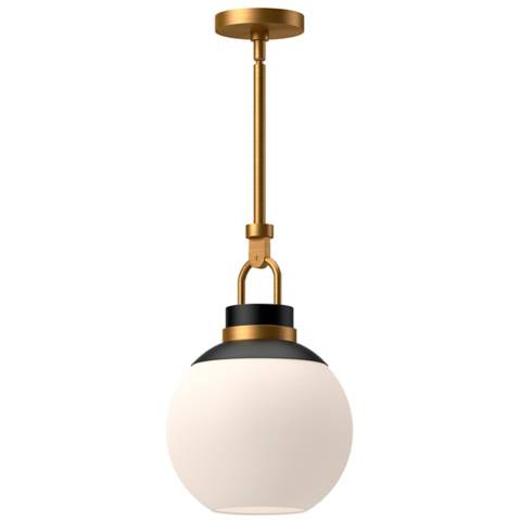 Alora Mood Copperfield E26 12-in Aged Gold/Opal Matte Glass Pendant | Lamps Plus