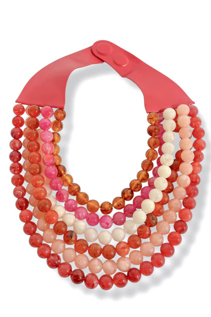 Carla 6 Strand Berry Multi Smooth Bead Layered Necklace | The Willow Tree