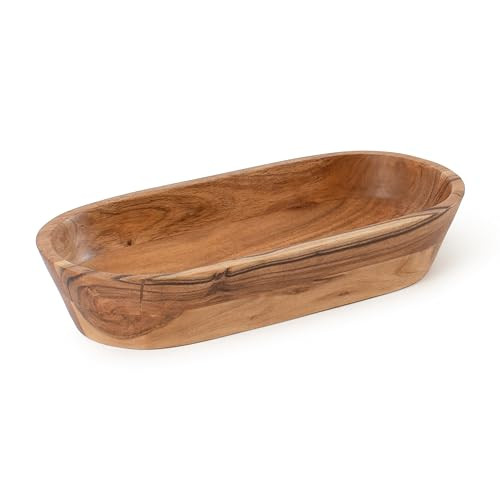 Wooden Dough Bowl – Handmade Decorative Bowls for Home Decor, Bathroom, Kitchen Counter & More - Acacia Wood Large Dough Bowl Fits Cosmetics, Keys & Other Knick Knacks – Great Boho Home Decorations | Amazon (US)