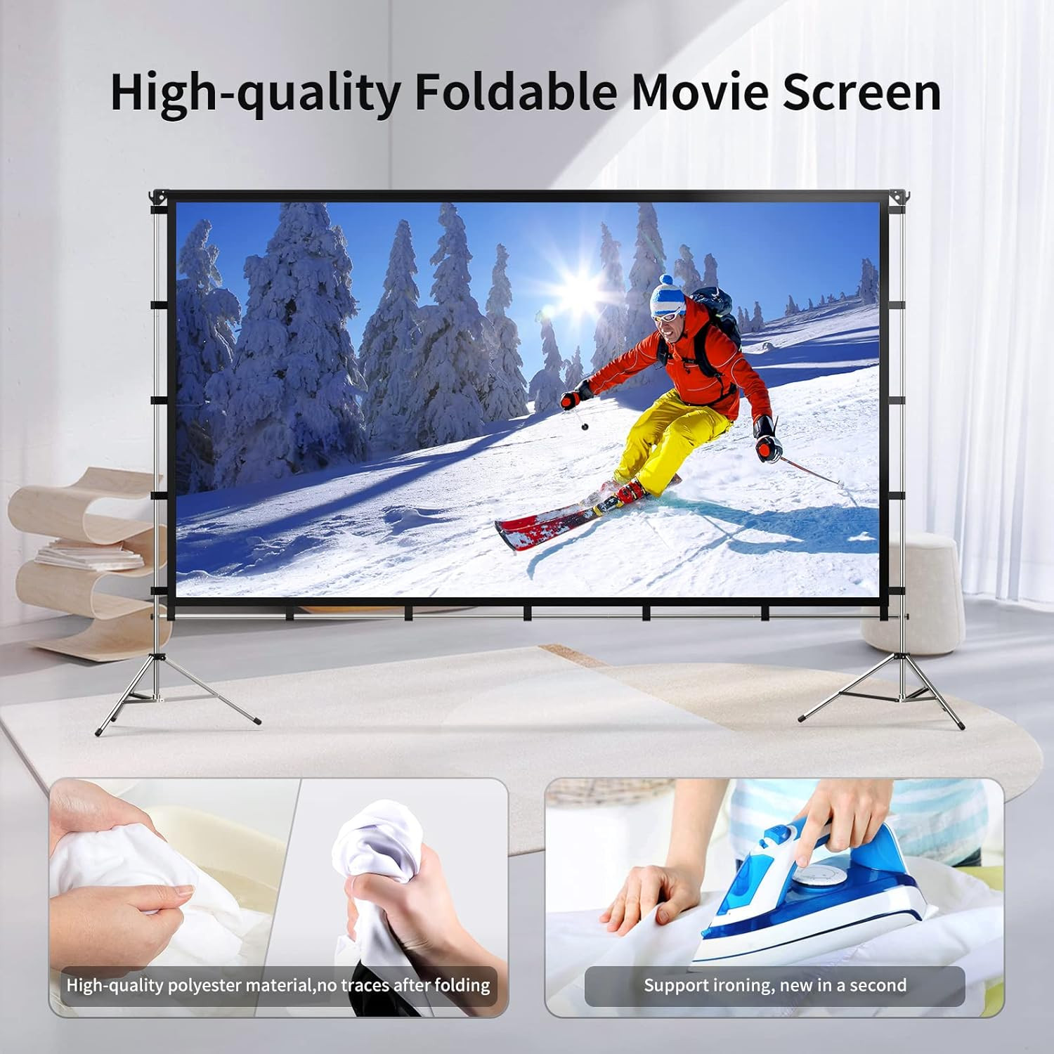 Projector Screen Outdoor, Vamvo Portable Projector Screen with Aluminum Alloy Stand 120" Foldable... | Amazon (US)