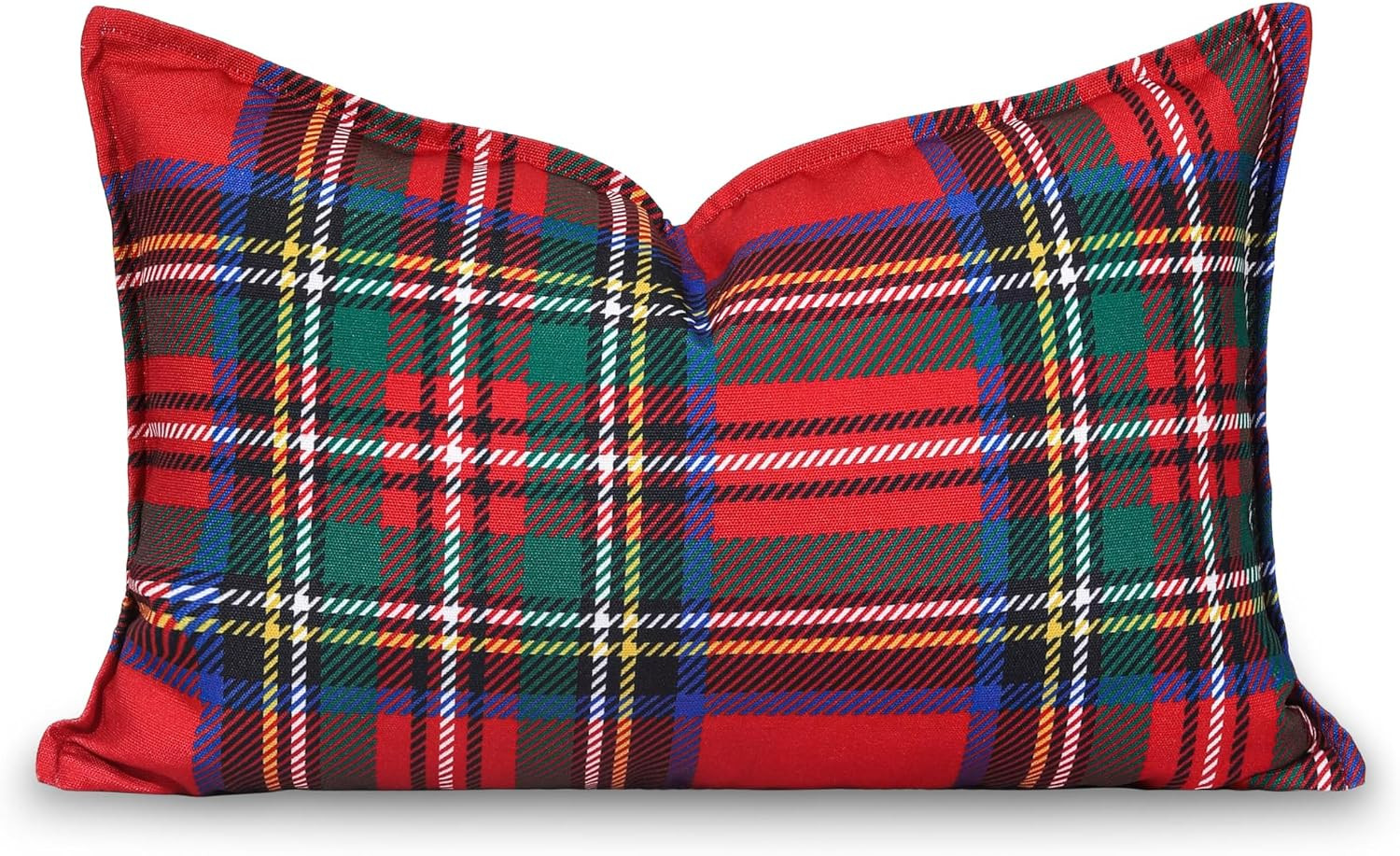 Hofdeco Premium Classic Christmas Holiday Winter Heavy-Weight Canvas Decorative Lumbar Pillow Cover ONLY for Couch, Sofa, Bed, Scottish Tartan Plaid with Sherpa Back, Red, 12"x20" | Amazon (US)