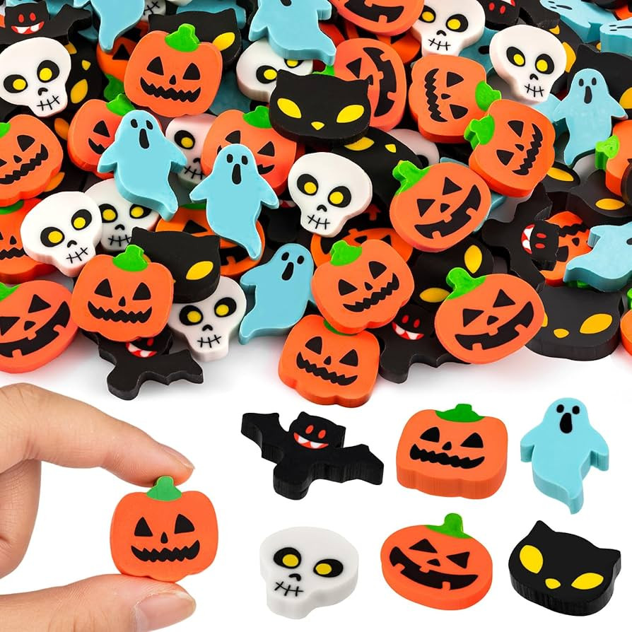 YGAOHF 60 Pack Mini Erasers - Cute Halloween Pumpkin Ghost Bat Erasers, Trick or Treat Party Favo... | Amazon (US)