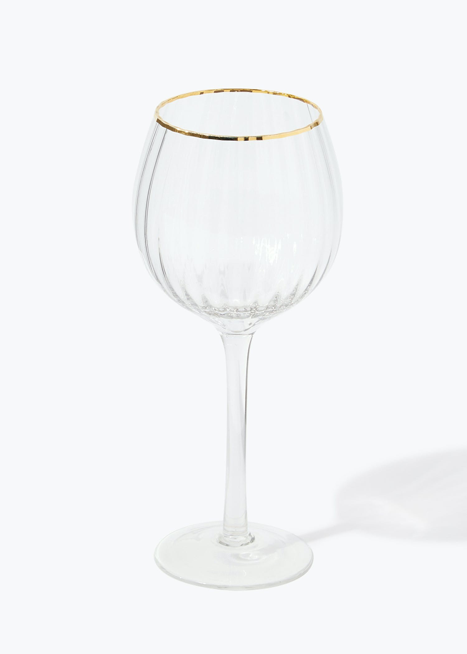 Metallic Rim Ribbed Wine Glass (21.5cm x 7.5cm) – Clear | Matalan (UK)