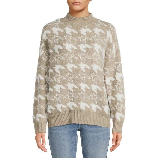 Dreamers by Debut Women's Houndstooth Pullover Sweater - Walmart.com | Walmart (US)