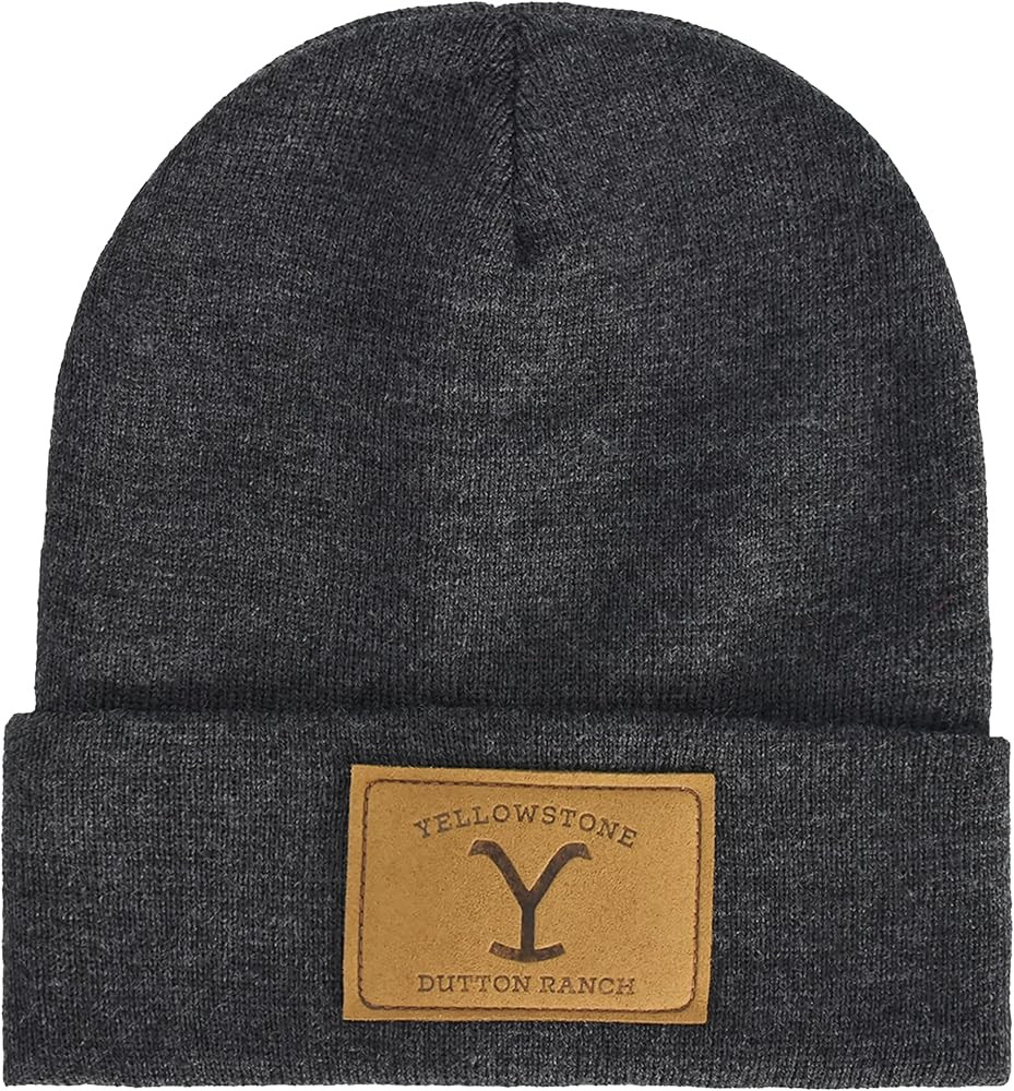 Yellowstone Dutton Ranch Beanie Hat, Winter Knit Cap with Cuff, Grey, One Size | Amazon (US)