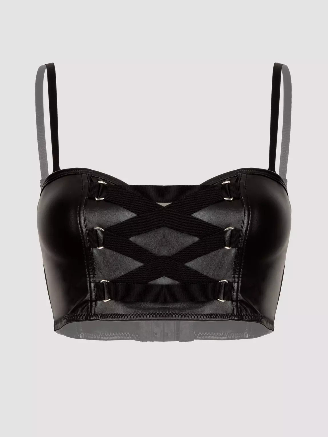 Lovehoney Plus Size Fierce Leather-Look Longline Bra | Lovehoney US