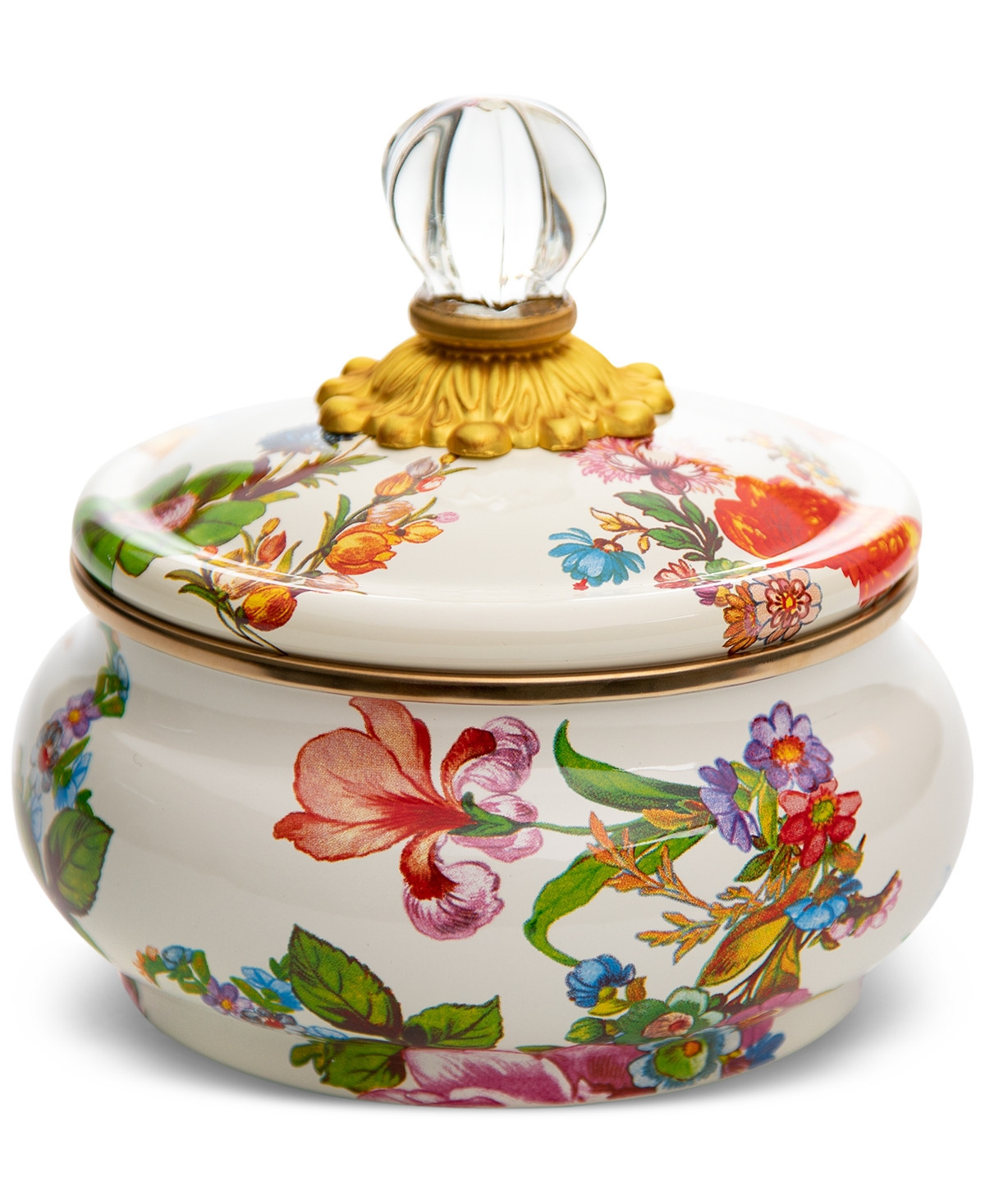 Mackenzie-Childs White Flower Market Enameled Steel Squashed Pot | Macy's