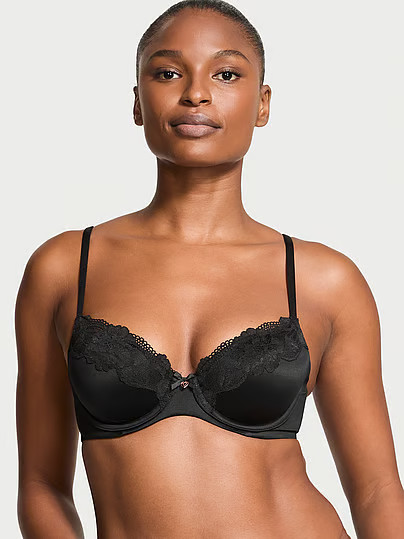 Body by Victoria Lightly Lined Lace-Trim Demi Bra, Black, 32C - Women's Bras - Victoria's Secret | Victoria's Secret (US / CA )