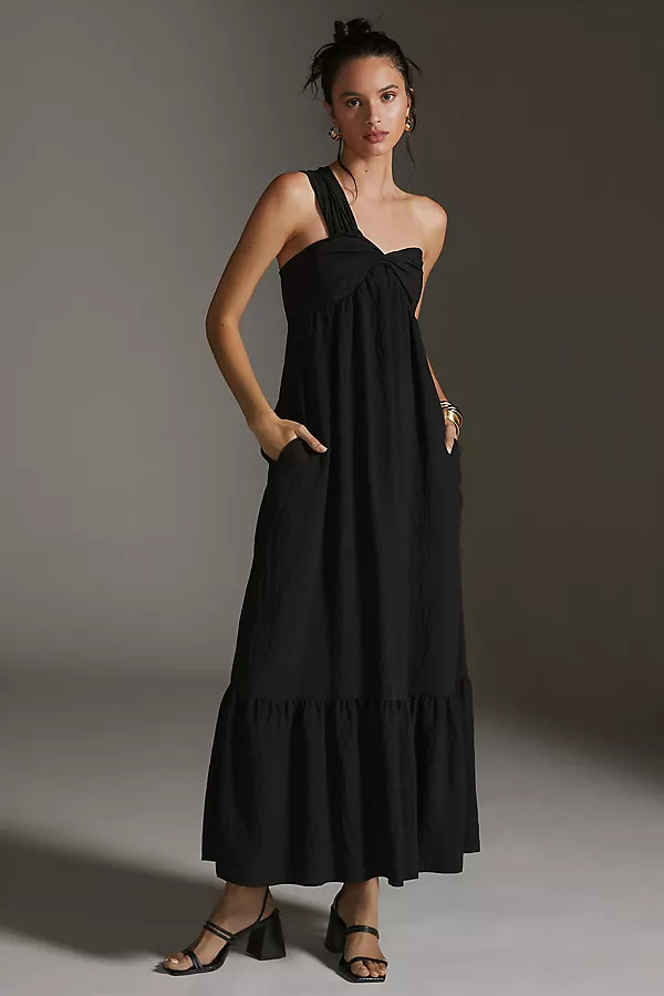 Maeve One-Shoulder Maxi Dress By Maeve in Black Size XXS | Anthropologie (US)