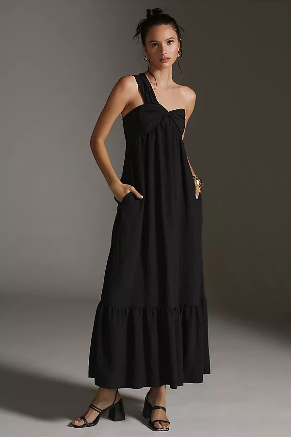 Maeve One-Shoulder Maxi Dress By Maeve in Black Size XXS | Anthropologie (US)