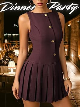 Kaei&Shi Pleated Formal Dress,Sleeveless Drop Waist Mini Dresses,Business Casual Outfits for Wome... | Amazon (US)