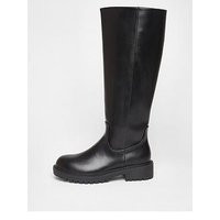 Quiz Wide Fit Black Chunky Knee High Boots | Very (UK)