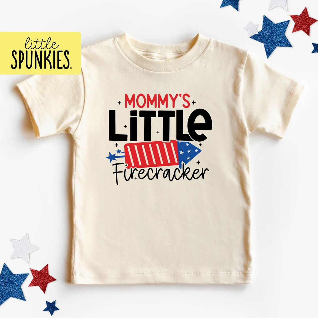 Retro 4th of July, Mommy's Little Firecracker Natural Shirt, Summer Outfits for Kids, Independenc... | Etsy (US)