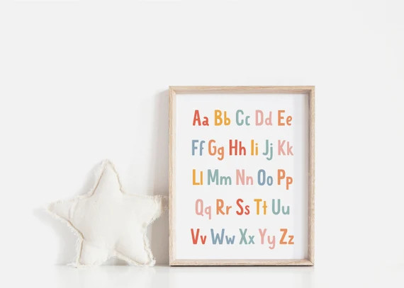 Alphabet Print ABC Printable Nursery Décor Poster Colorful | Etsy | Etsy (US)