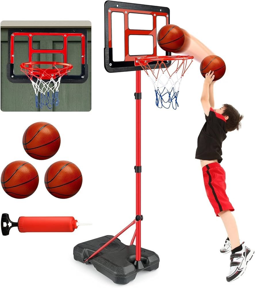 Boys Toy Gifts for 3 4 5 6 7 8 Years Old, Kids Basketball Hoop Adjustable Height 3.5FT-6.2FT, Min... | Amazon (US)