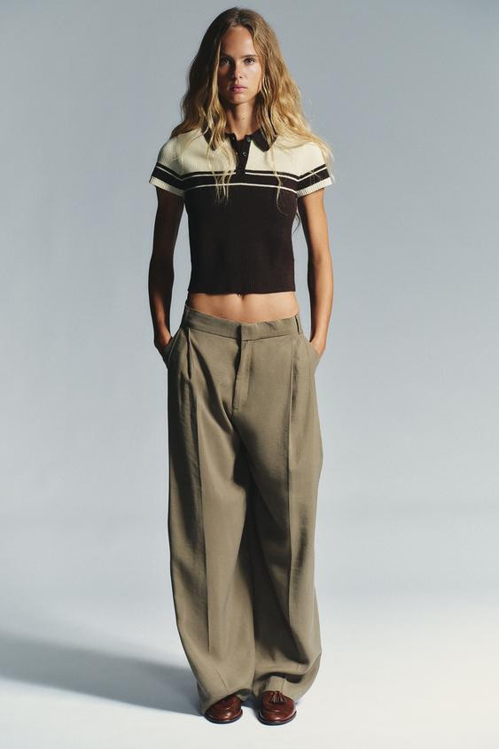 RIB KNIT POLO TOP | Zara UK