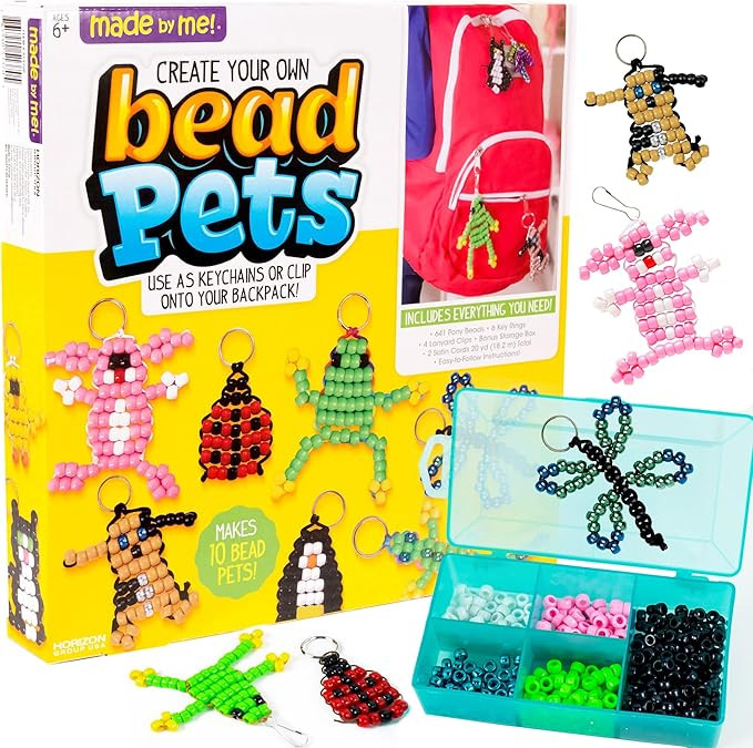 Made By Me Create Your Own Bead Pets by Horizon Group Usa, Includes Over 600 Pony Beads, 6 Key Ri... | Amazon (US)