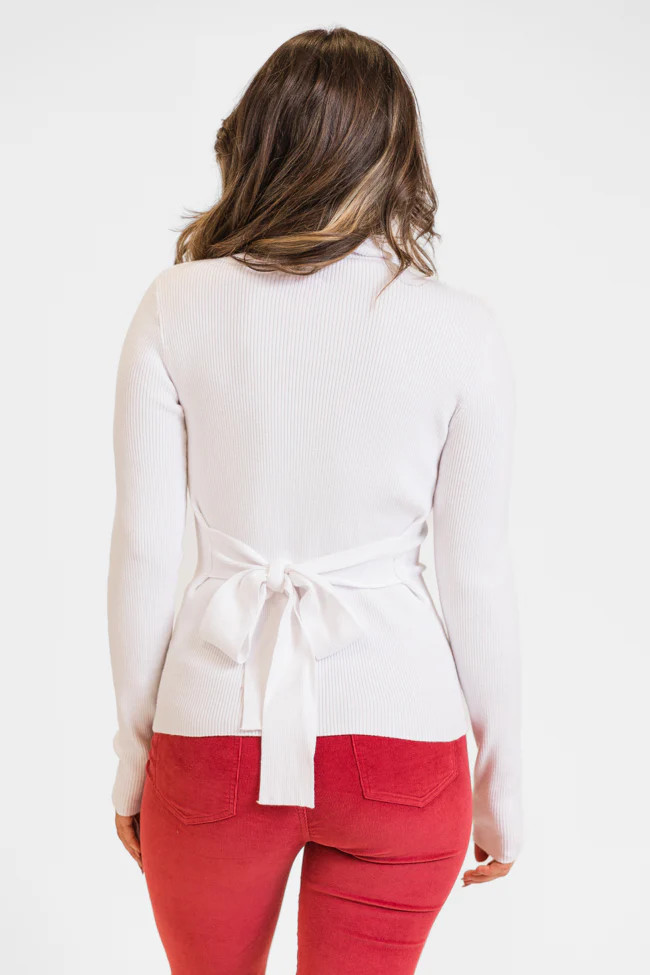 I Remember Everything White Tie Back Turtleneck Sweater | Pink Lily