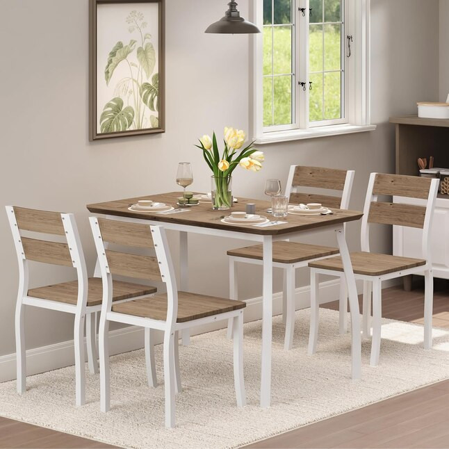 Garvee 5 Piece Dining Table Set for 4 Space Saving Kitchen Table with Seat Chairs Compact Dinner ... | Lowe's