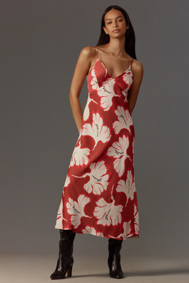 By Anthropologie Sleeveless V-Neck Slip Midi Dress | Anthropologie (US)