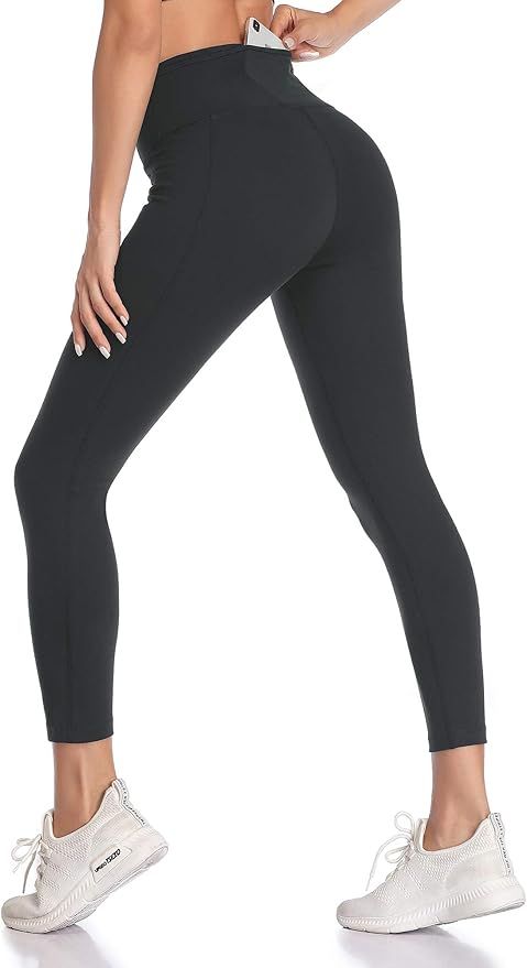 VUTRU Women's High Waisted Tummy Control Yoga Pants Brushed 7/8 Workout Running Leggings w Pocket | Amazon (US)