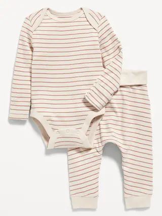 Unisex Striped Organic-Cotton Bodysuit &amp; Pants Set for Baby | Old Navy (US)