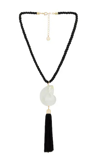 8 Other Reasons Bold Shell Pendant And Long Tassel Accent Statement Necklace in Black. | Revolve Clothing (Global)