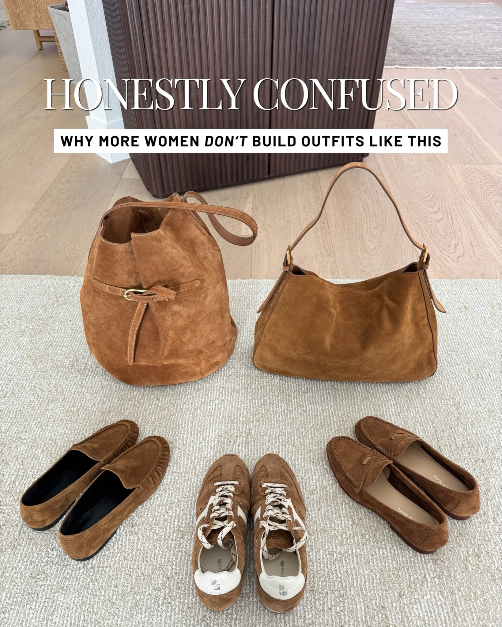 The sandwich method is one of my go-to styling tricks. Chestnut is such a good color for fall, and repeating it in your shoes + bag is an easy way to make an outfit feel more pulled together.

Look 1:
Barbour jacket us 6 - could do the 4 for a closer fit
Quince sweater small - has a classic fit so size up 
Le Jean barrels 25 
Veronica Beard loafers 5.5 
Liffner bucket bag 
Celine sunglasses

Look 2:
Mango jacket xs 
Aritzia tee medium 
Citizens of humanity Miro jeans 24 - cut hems 
Veronica Beard loafers 5.5 
J.crew bag 
Celine sunglasses 
Dorsey Cecilia Earrings 3.4 
Dorsey James necklace 15”

Look 3:
Levi’s denim jacket xs 
Dl1961 Billie barrels 25 
Veronica Beard loafers 5
Liffner bucket bag 
Celine sunglasses 

Look 4:
J.crew cashmere sweater small, prefer the xs 
Everlane tank xs 
Faherty skirt 25 - runs small, I need to size up 
Veronica Beard loafers 5.5 
Liffner bag in saddle 
Celine sunglasses 
Dorsey James necklace 15” 
Electric Picks earrings

Look 5:
Tuckernuck polo medium 
Eileen Fisher pants size pp 
Vince loafers 5 
Liffner bag old - linked similar
Tuckernuck stripe tee xs 
YSL sunglasses 
Electric Picks earrings 
Dorsey James necklace 15”

Look 6:
Gap shirt petite xs 
Aritzia tee medium 
Le Jean utility barrels 25 
Veronica Beard loafers 5.5 
Loeffler shoulder bag - old, linked similar
Celine sunglasses

#LTKmomlife #LTKPetite #LTKOver40