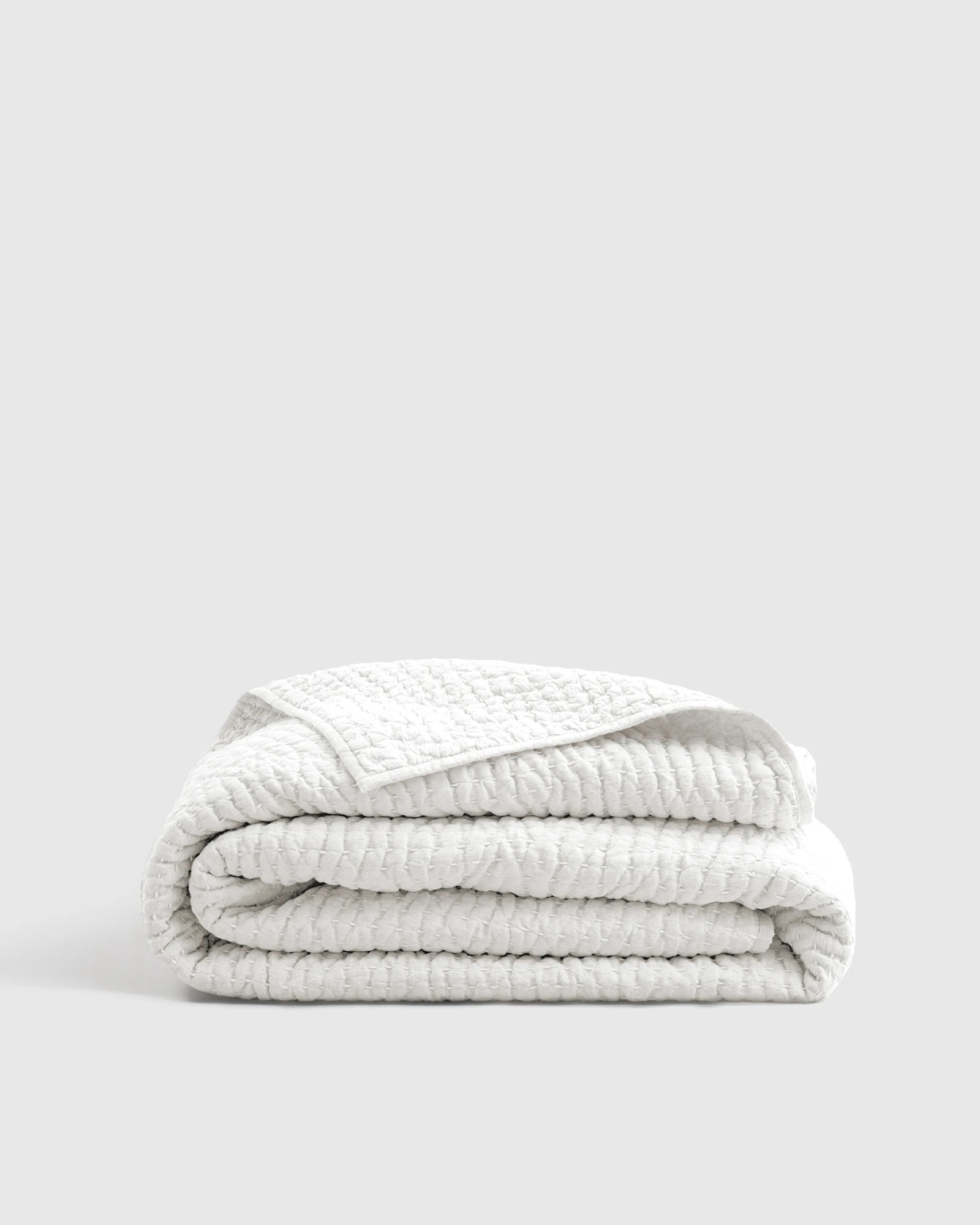 Quince | European Linen Cotton Stitch Quilt in Terracotta, Size Twin | Quince