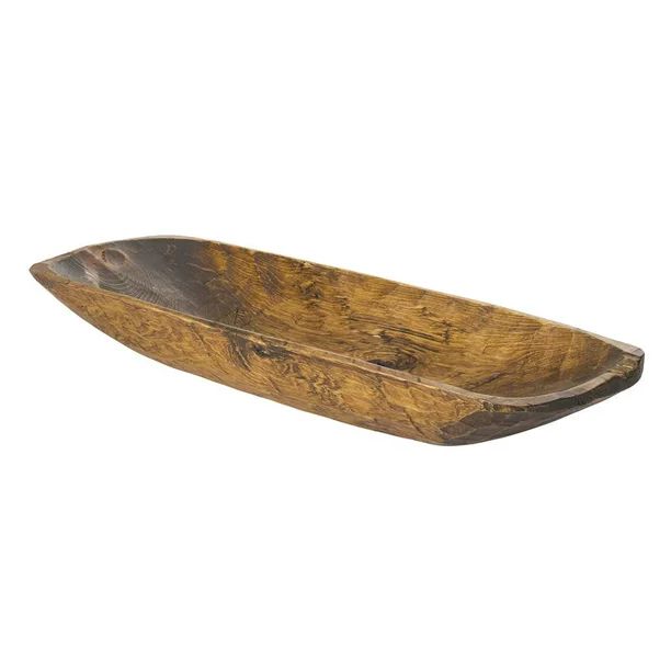 Hand Carved Rustic Solid Wood Reg Decorative Bowl in Pecan Brown - Walmart.com | Walmart (US)