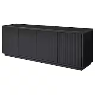 Hanson Rectangular Black Grain TV Stand for TV's Up To 75 in. | The Home Depot