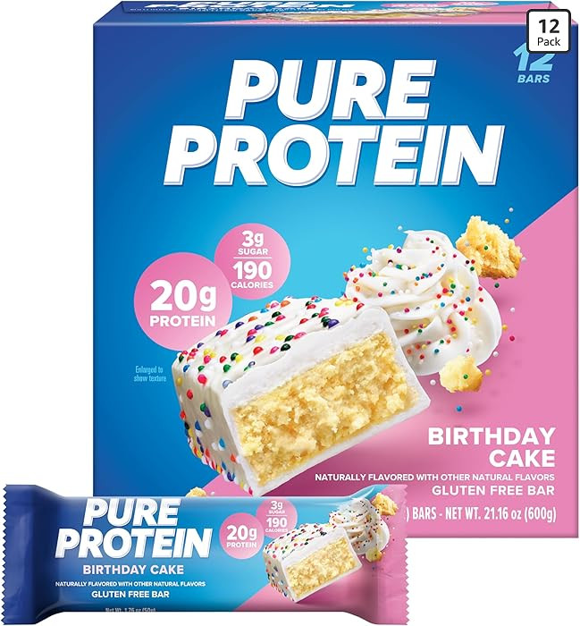 Pure Protein Bars, High Protein, Nutritious Snacks to Support Energy, Low Sugar, Gluten Free, Bir... | Amazon (US)