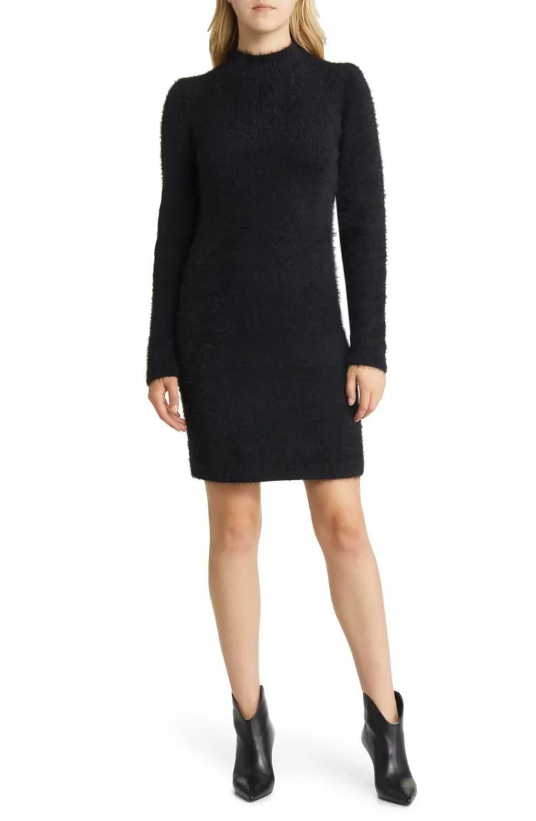 Halogen® Mock Neck Eyelash Long Sleeve Sweater Dress | Nordstrom | Nordstrom