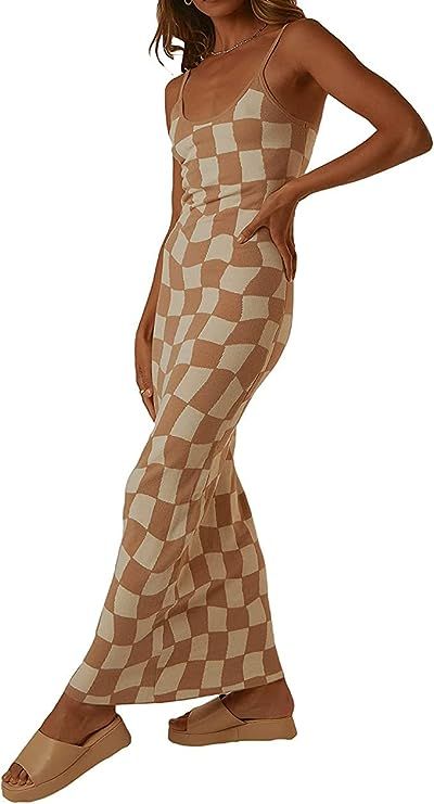 Melliflo Womens Sleeveless Maxi Tank Dress Spaghetti Strap Pattern Print Long Bodycon Dress Sexy ... | Amazon (US)
