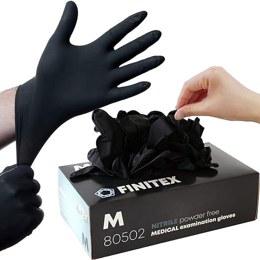 FINITEX - Black Nitrile Disposable Gloves, 5mil, Powder-free, Medical Exam Gloves Latex-Free 100 ... | Amazon (US)