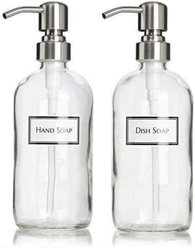 Ceramic Printed Glass Dish Soap and Hand Soap Dispenser Set with Stainless Steel Bird Head Pump, ... | Amazon (US)