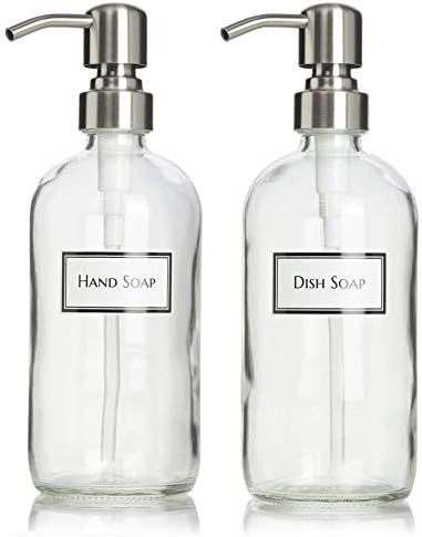 Ceramic Printed Glass Dish Soap and Hand Soap Dispenser Set with Stainless Steel Bird Head Pump, ... | Amazon (US)