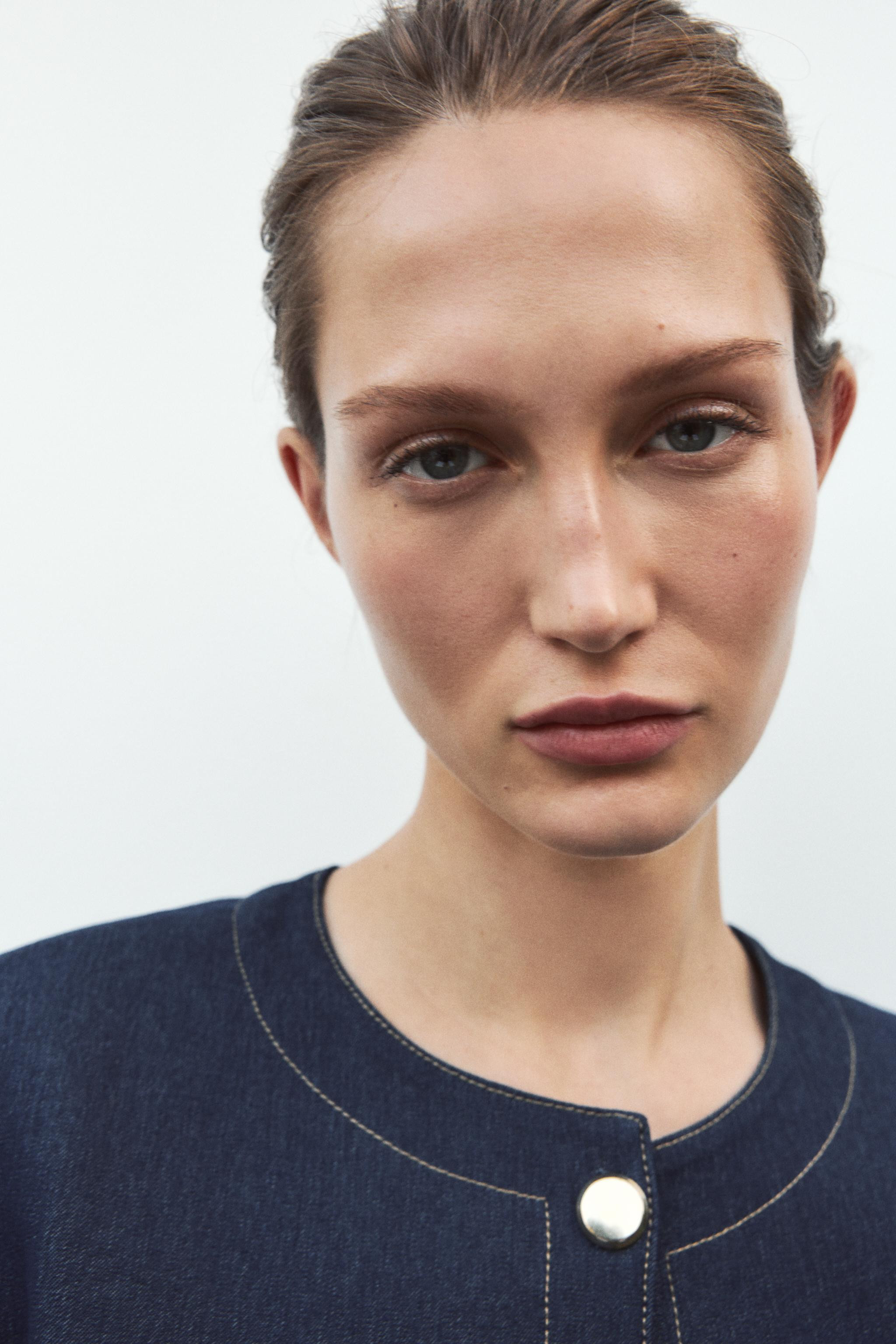 CONTRASTING TOPSTITCHING CROPPED JACKET | Zara US