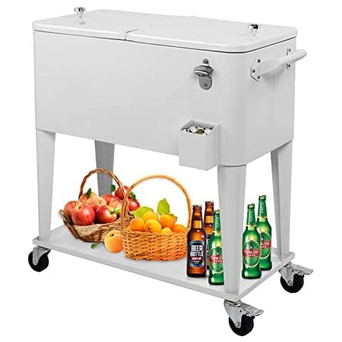 Permasteel 80-Qt Outdoor Patio Cooler with Removable Basin, Outside Beverage Cooler Cart, Rolling... | Amazon (US)