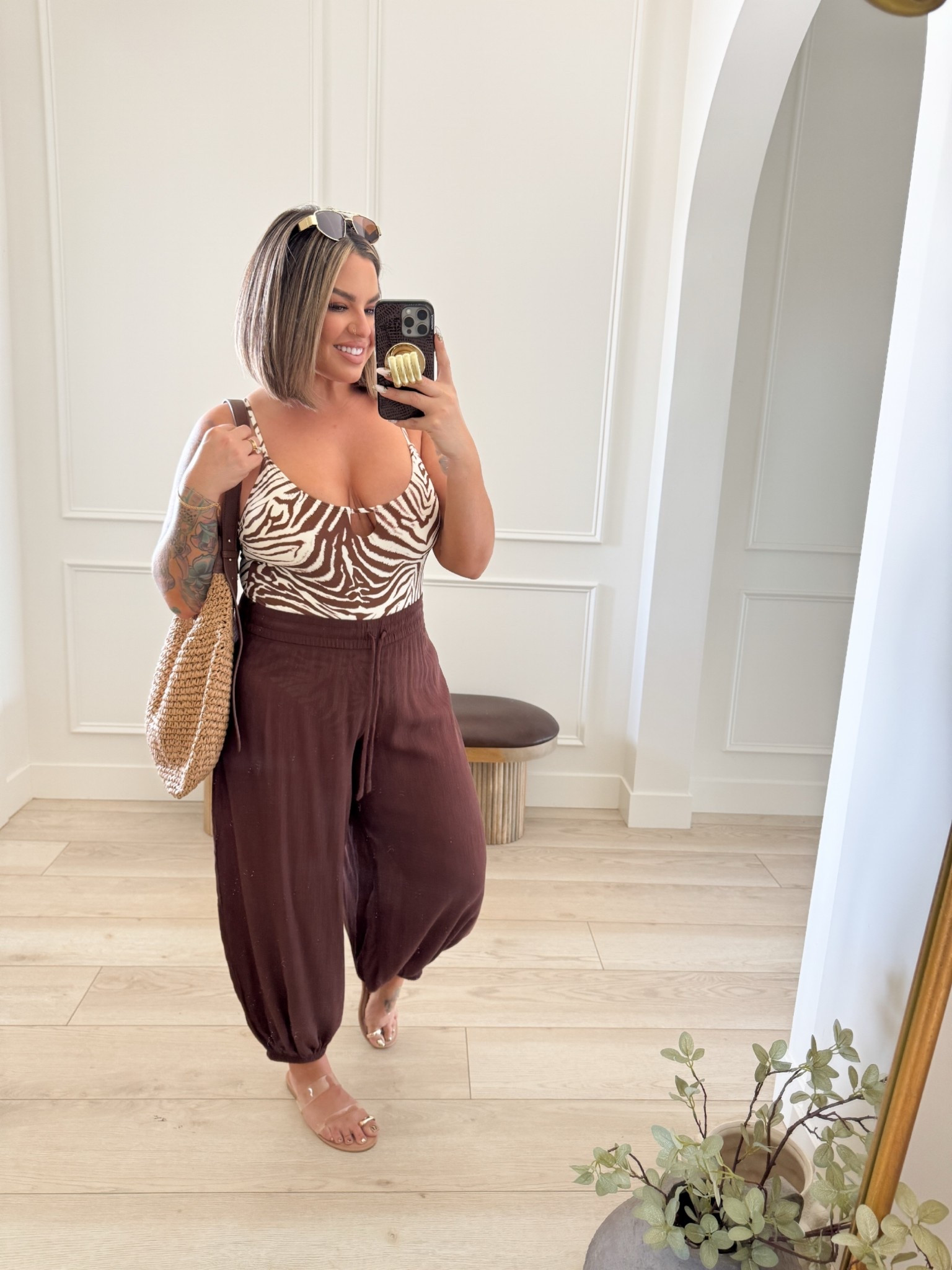 Suit L 
Pants L ( very sheer I would only wear as a swim cover up or with a brief underwear) 
Sandals are old liked similar 
#oldnavy #walmart #swim 

#LTKMidsize #LTKootd #LTKSaleAlert