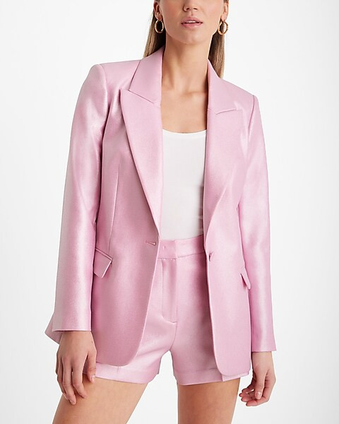 Metallic One Button Blazer | Express