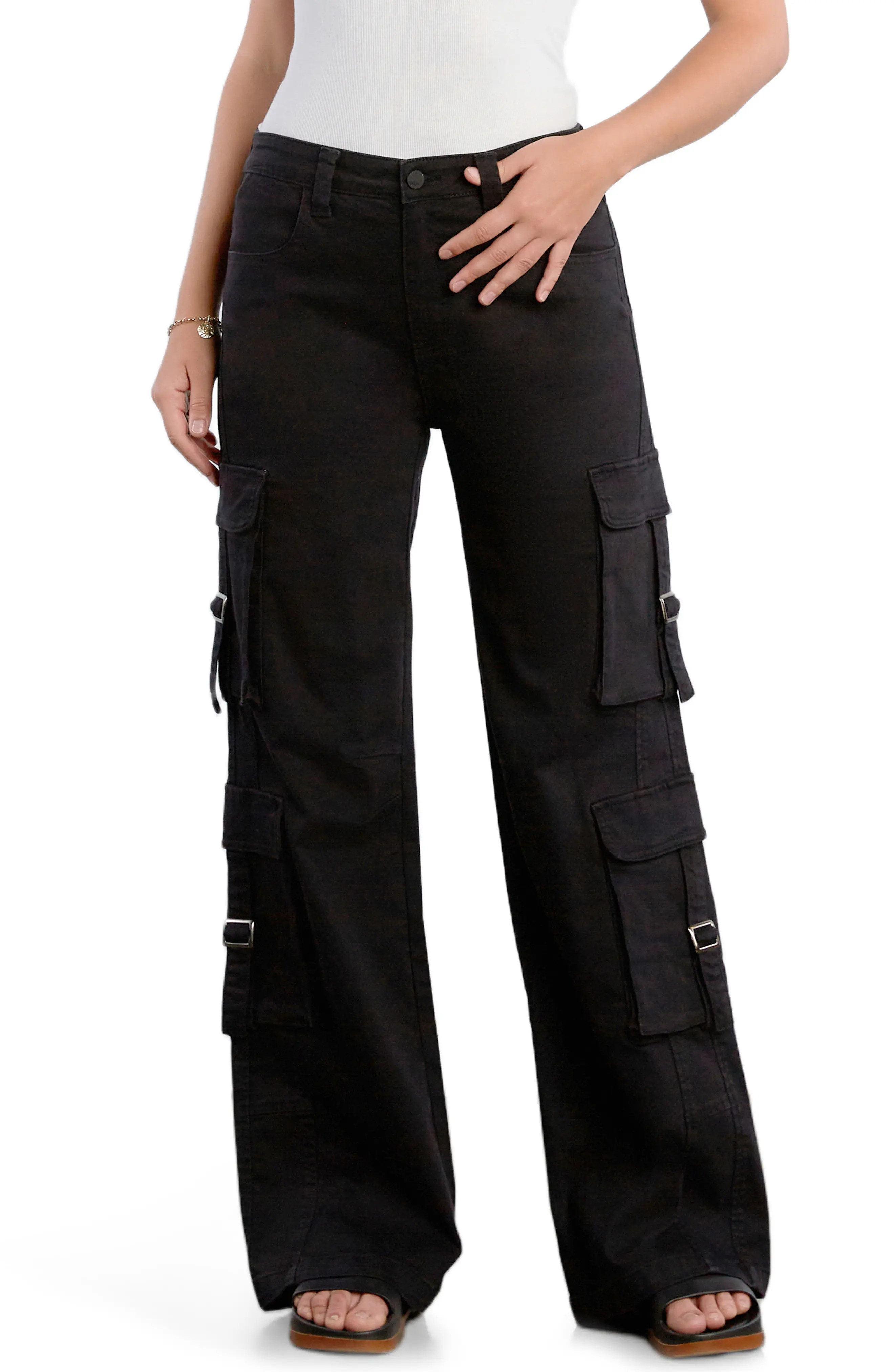 Wash Lab Denim High Waist Straight Leg Cargo Jeans (Women) | Nordstrom | Nordstrom